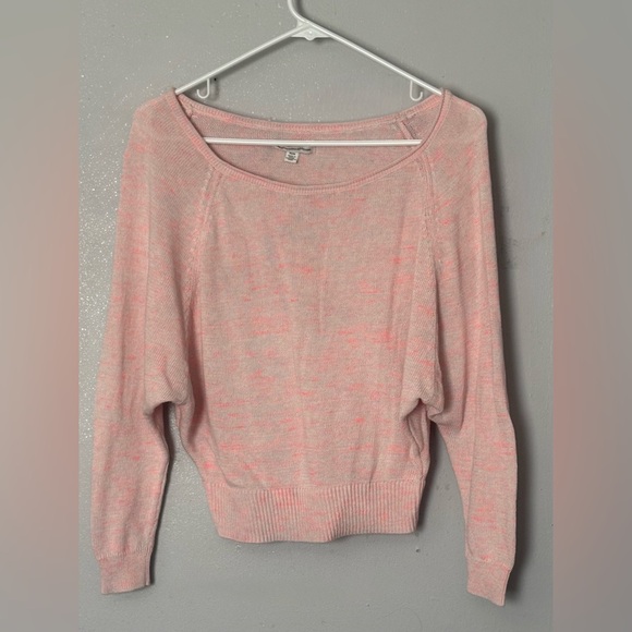 American Eagle Outfitters Pink Marbled dolman-sleeve lightweight crop sweater M - Picture 1 of 5